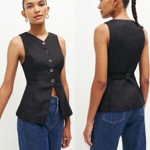 REFORMATION- Aspen Black Linen Vest